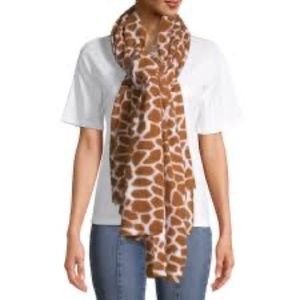 Giraffe Print Scarf Extra Long With Frayed Ends